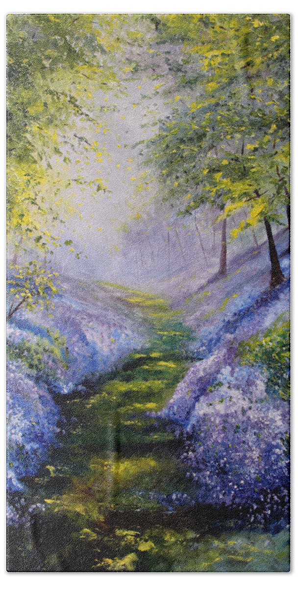 Bluebells Beach Towel featuring the painting Pavilioned in Splendor by Meaghan Troup