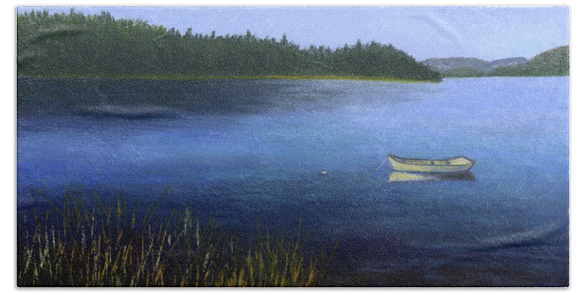Bay Beach Towel featuring the painting Peaceful Bay by Ginny Neece