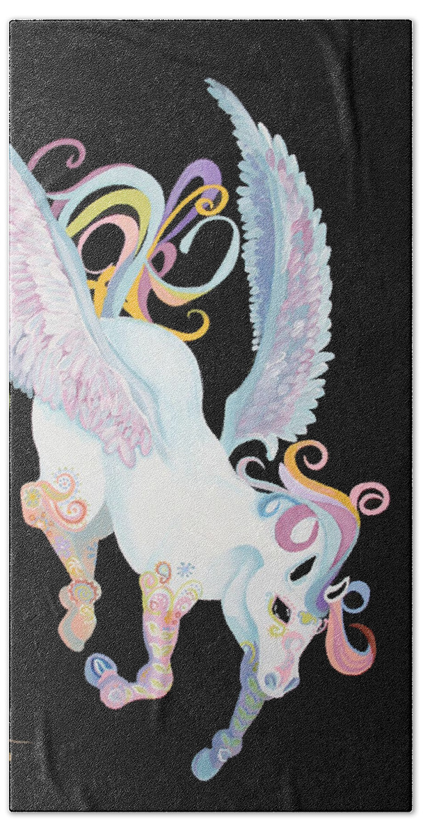 Pegasus Beach Towel featuring the mixed media Pegasus by Shelley Overton