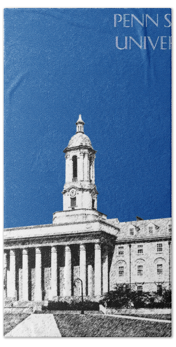 University Beach Towel featuring the digital art Penn State University - Royal Blue by DB Artist