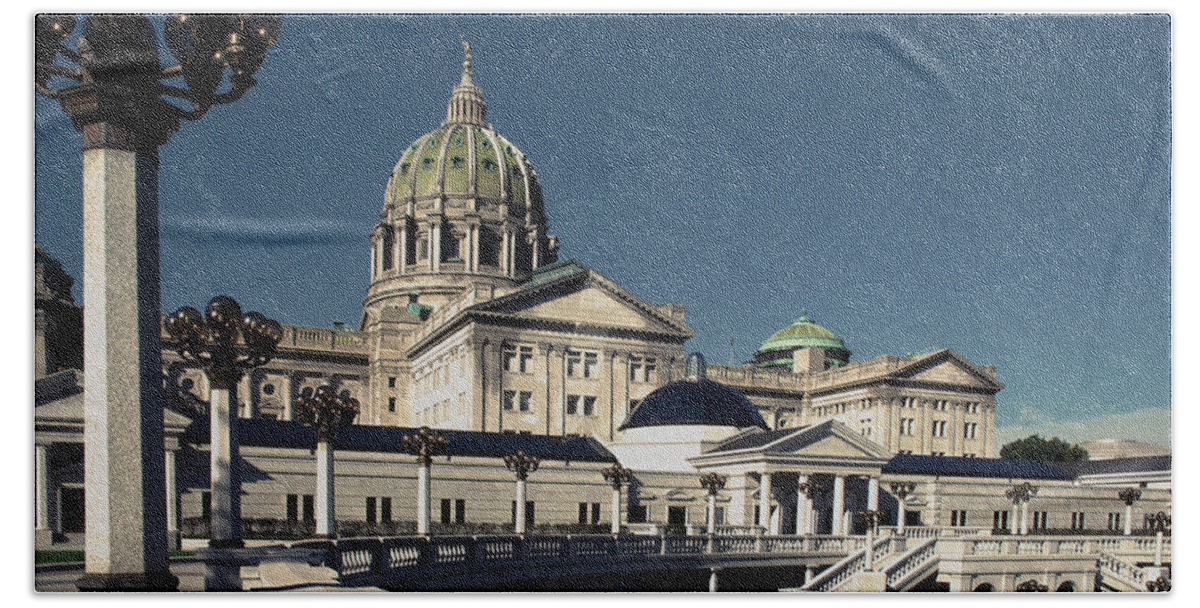 Architect Beach Towel featuring the photograph Pennsylvania State Capitol Building New by Theodore Clutter