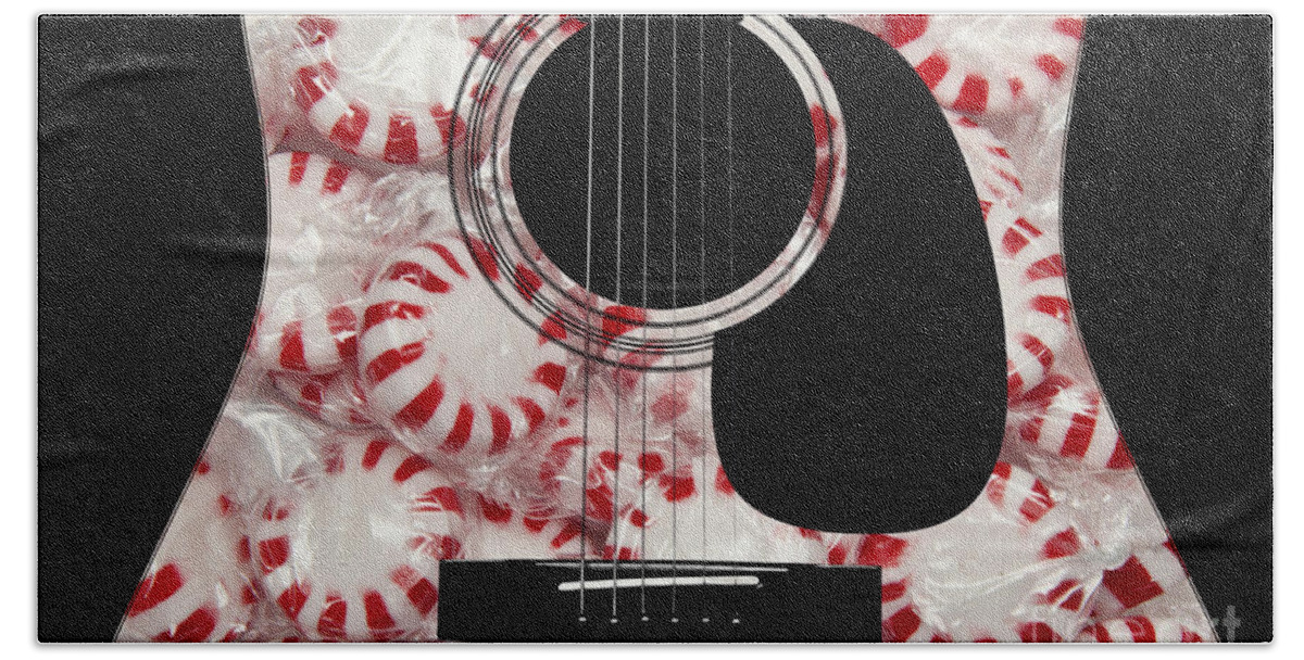 Peppermint Beach Towel featuring the photograph Peppermint Abstract Guitar by Andee Design