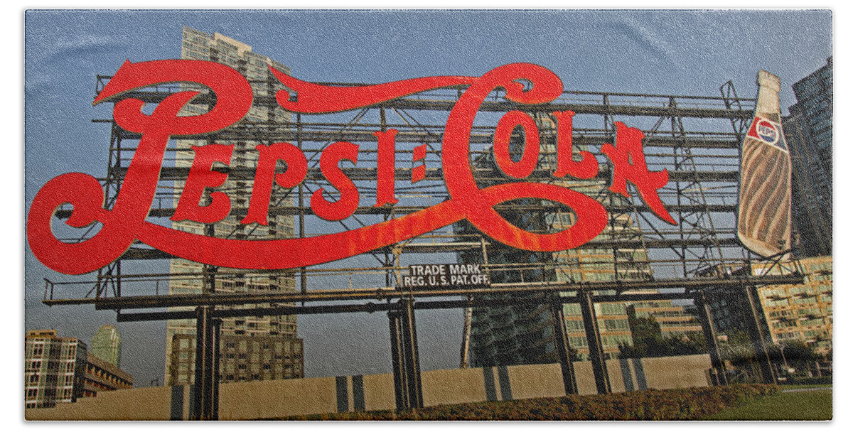 Pepsi Cola Sign Beach Towel featuring the photograph Pepsi Cola by Susan Candelario