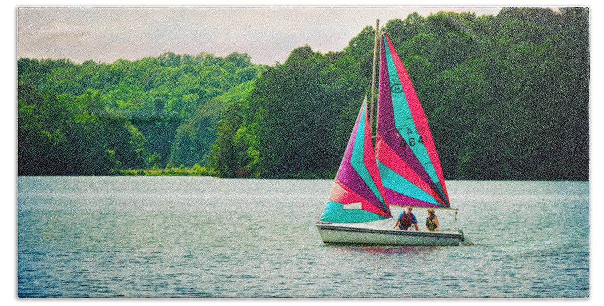 Sailing Beach Towel featuring the photograph Perfect Day For Sailing by Sandi OReilly