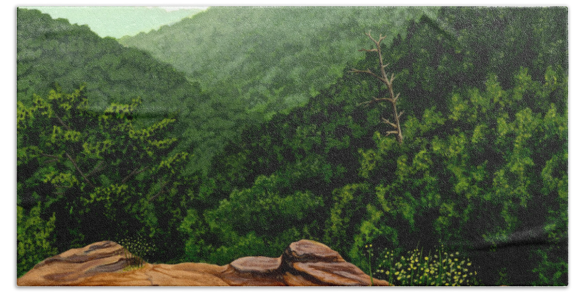 Art Beach Towel featuring the painting Petit Jean Mountains by Dustin Miller