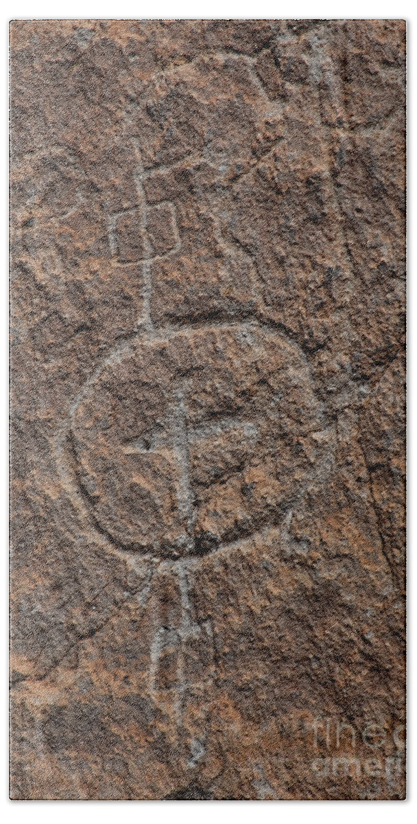 Bandelier National Monument Beach Towel featuring the photograph Petroglyph V2 by Douglas Barnard