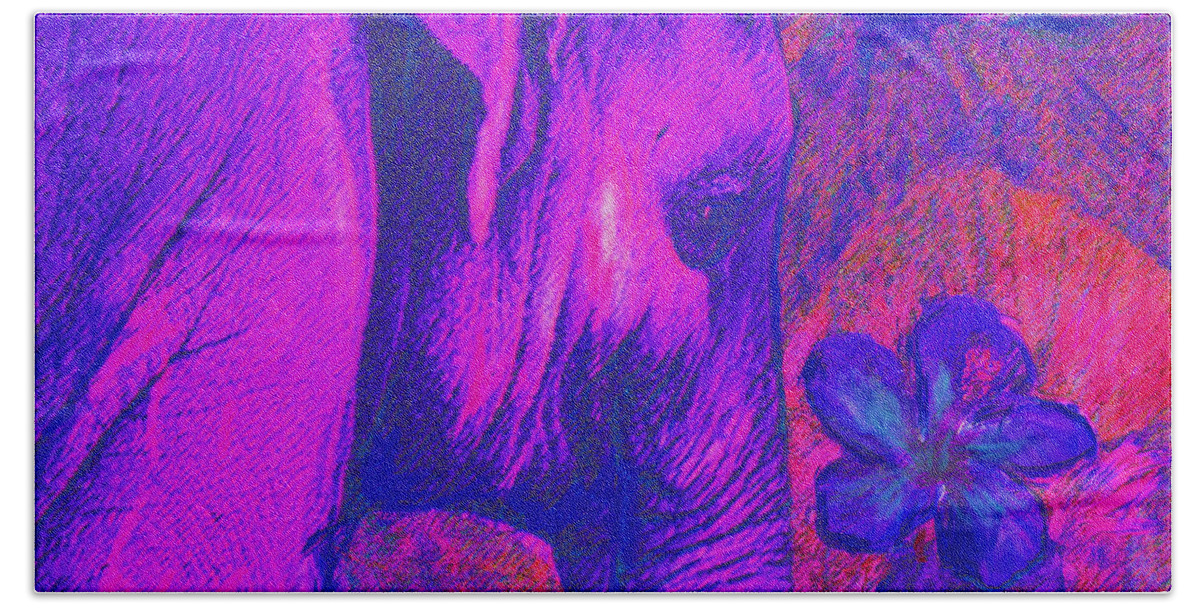 Elephant Beach Sheet featuring the digital art Pink and Purple Elephant by Jane Schnetlage