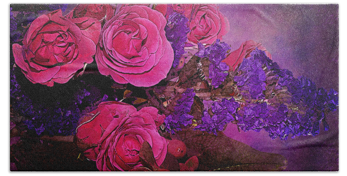 Flowers Beach Sheet featuring the photograph Pink And Purple Floral Bouquet by Phyllis Denton
