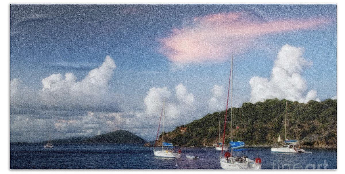Bvi Beach Towel featuring the photograph Pink Cloud by Timothy Hacker