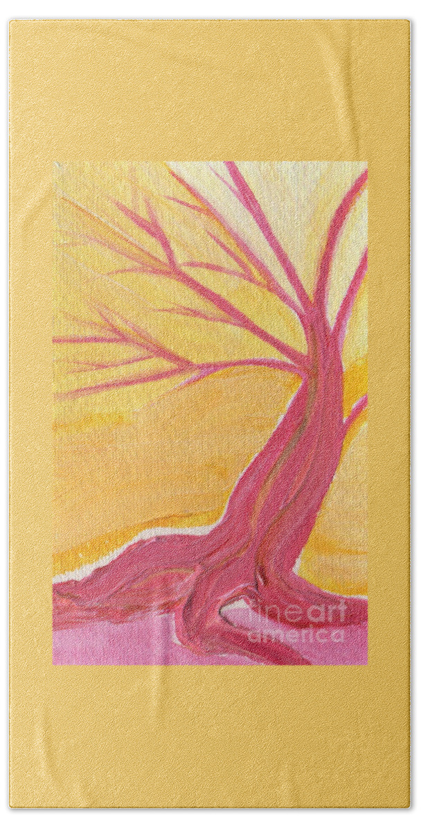 First Star Beach Towel featuring the painting Pink Tree by jrr by First Star Art