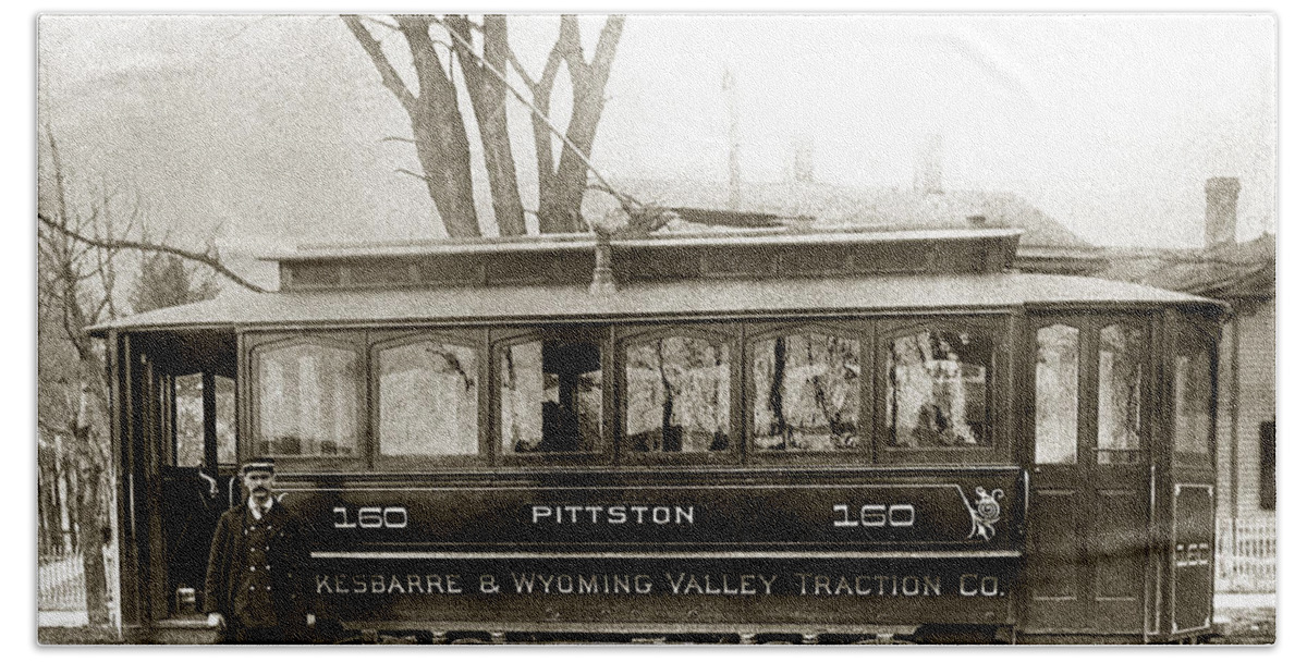 Pittston Pennsylvania Beach Sheet featuring the photograph Pittston PA Trolley late 1800s by Arthur Miller
