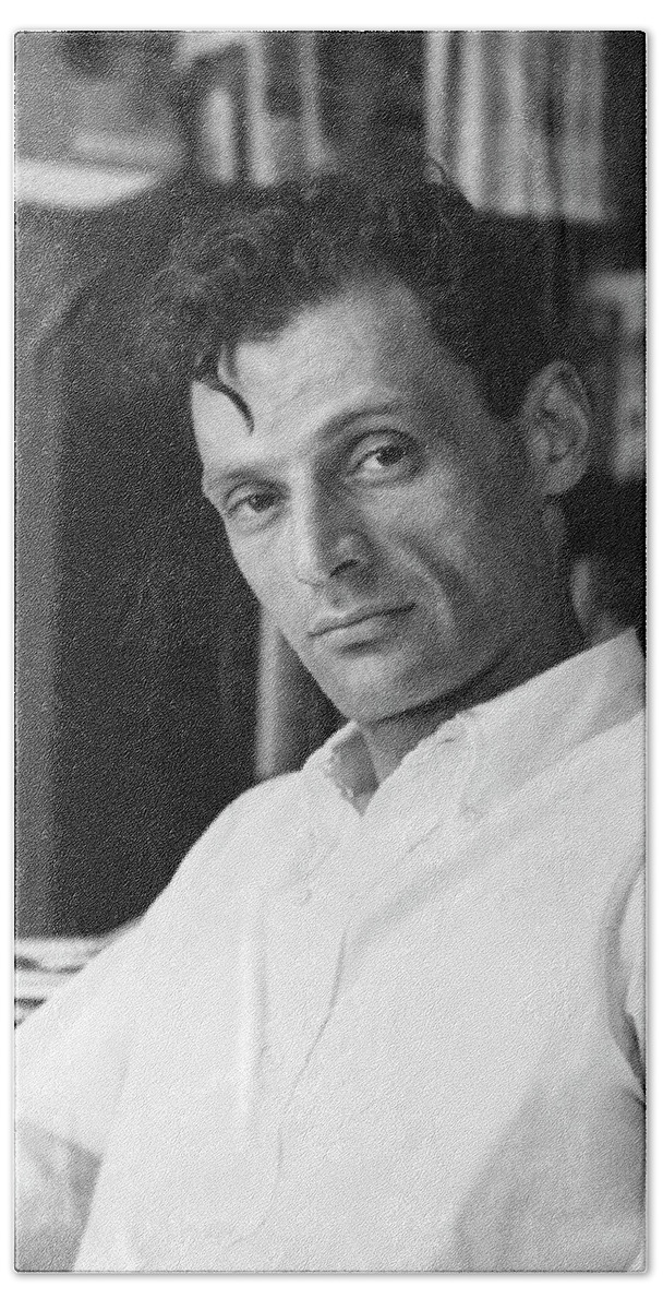 1 Person Beach Towel featuring the photograph Playwright Arthur Miller by Underwood Archives Martin Harris