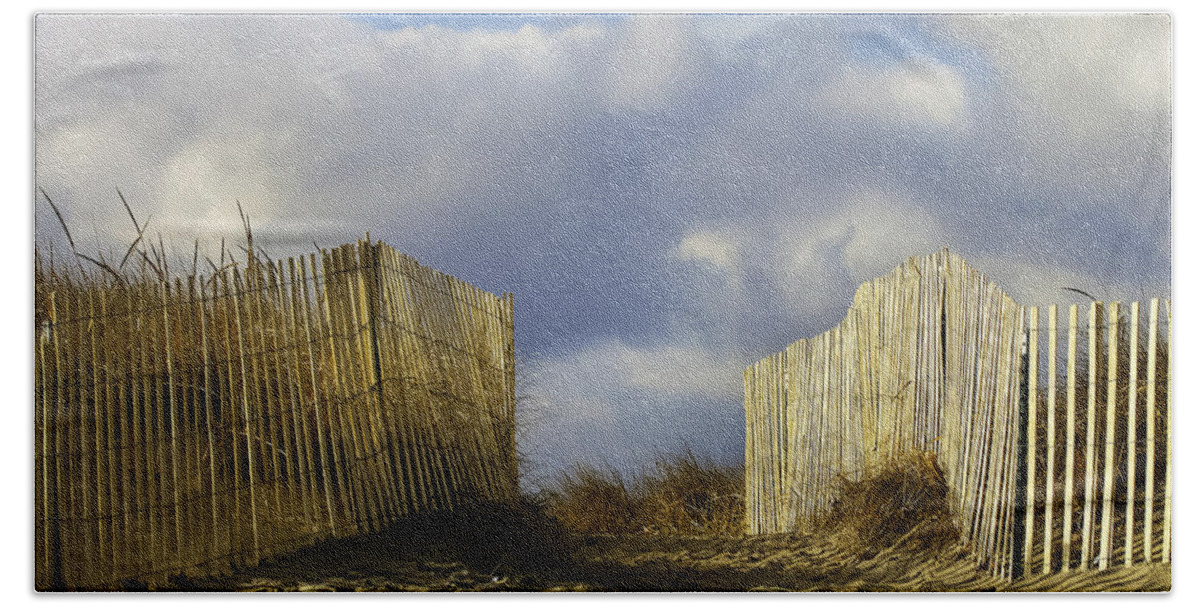 Beach Beach Sheet featuring the photograph Plum Island Fence by Betty Denise