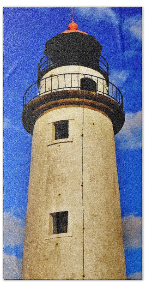  Beach Towel featuring the photograph Point Aux Barques Light Tower 10.12.13 No. 1 by Daniel Thompson