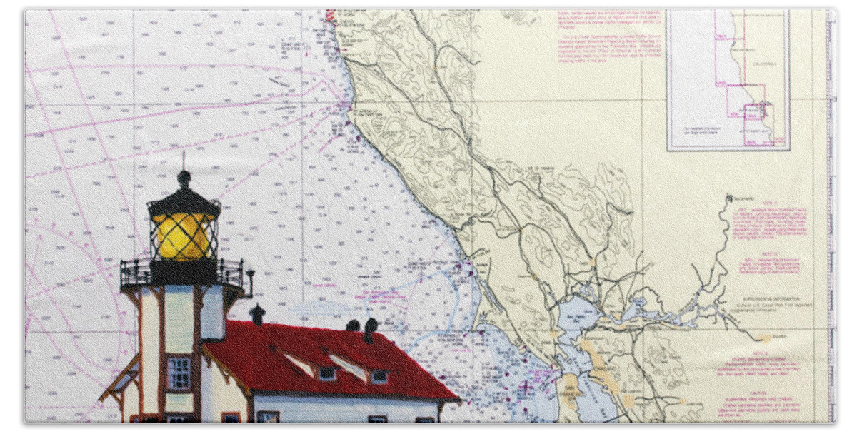 Lighthouse Beach Sheet featuring the painting Point Cabrillo Light Station by Mike Robles