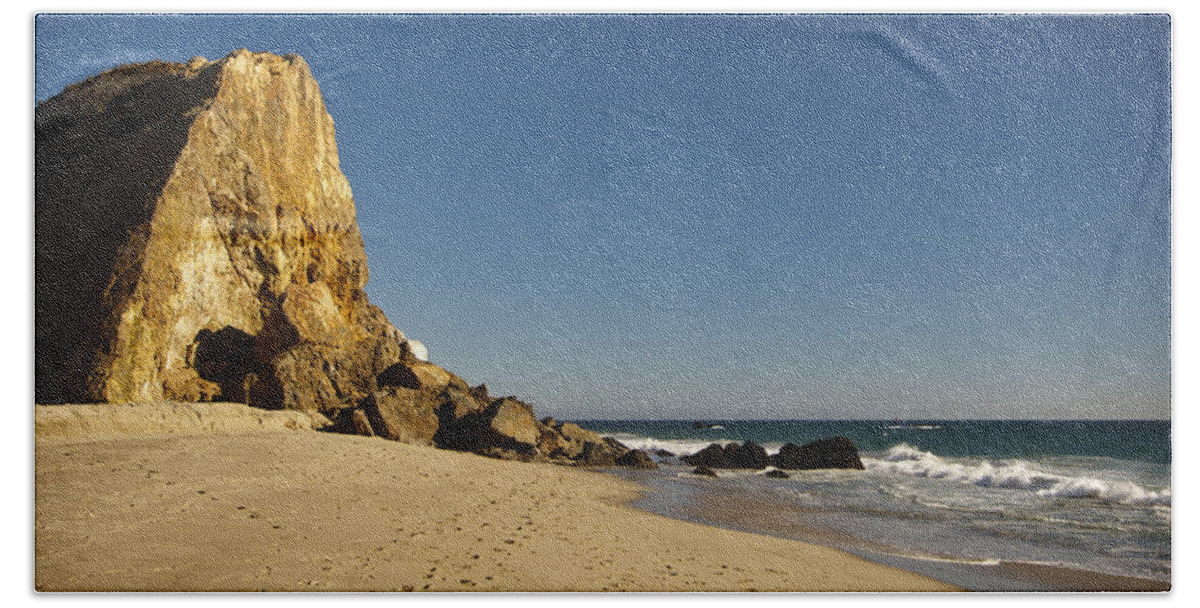 3scape Photos Beach Towel featuring the photograph Point Dume at Zuma Beach by Adam Romanowicz