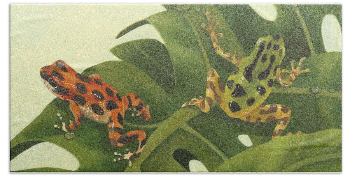Frogs Beach Towel featuring the painting Poison Pals by Laura Regan