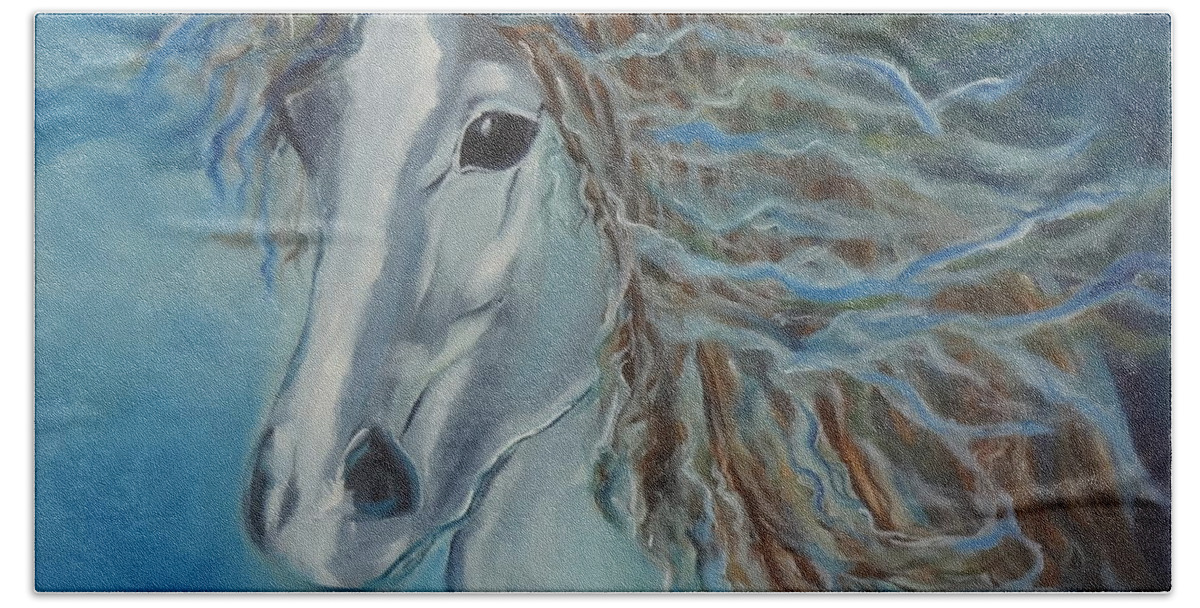 Abstract Equine Print Beach Sheet featuring the painting Pony by Jenny Lee