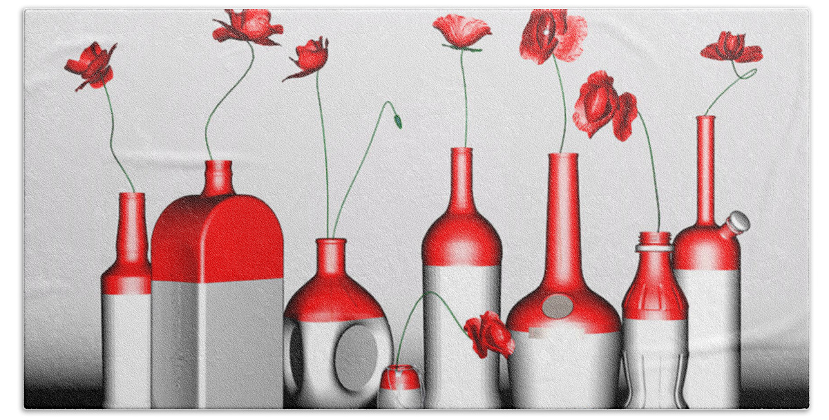 Poppy Beach Towel featuring the digital art Poppies by Andrei SKY