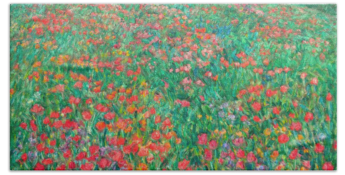 Poppy Beach Sheet featuring the painting Poppy View by Kendall Kessler