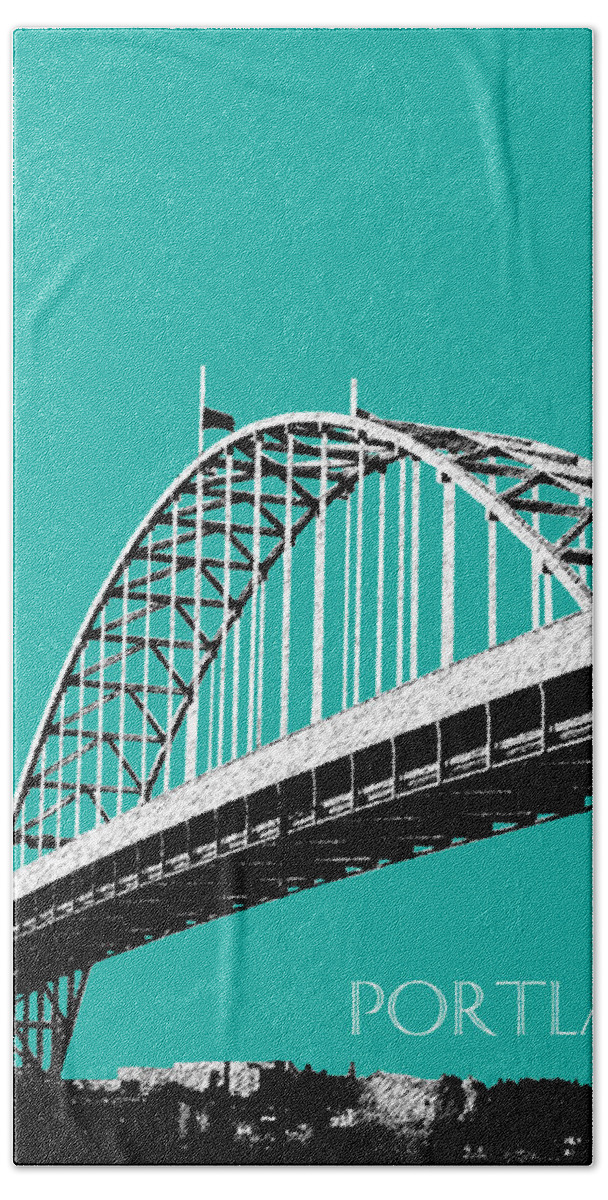 Architecture Beach Towel featuring the digital art Portland Bridge - Teal by DB Artist