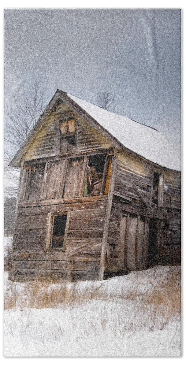 Abandoned Buildings Beach Sheet featuring the photograph Portrait of an Old Shack - Agriculural buildings and barns by Gary Heller