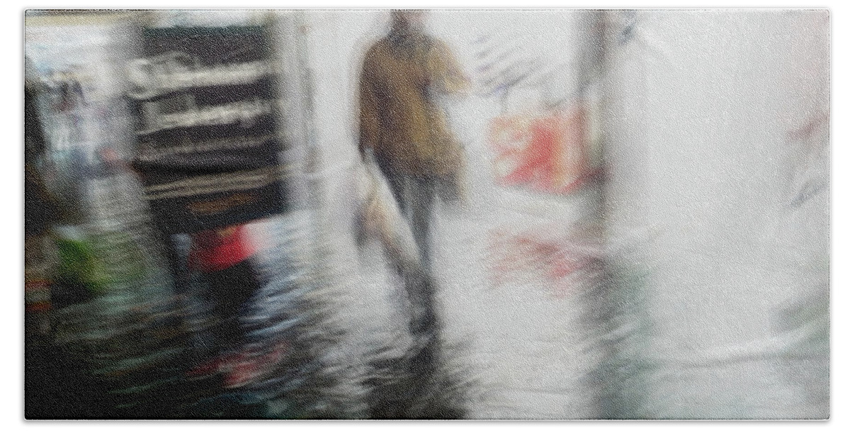 Impressionist Beach Towel featuring the photograph Pounding the Pavement by Alex Lapidus