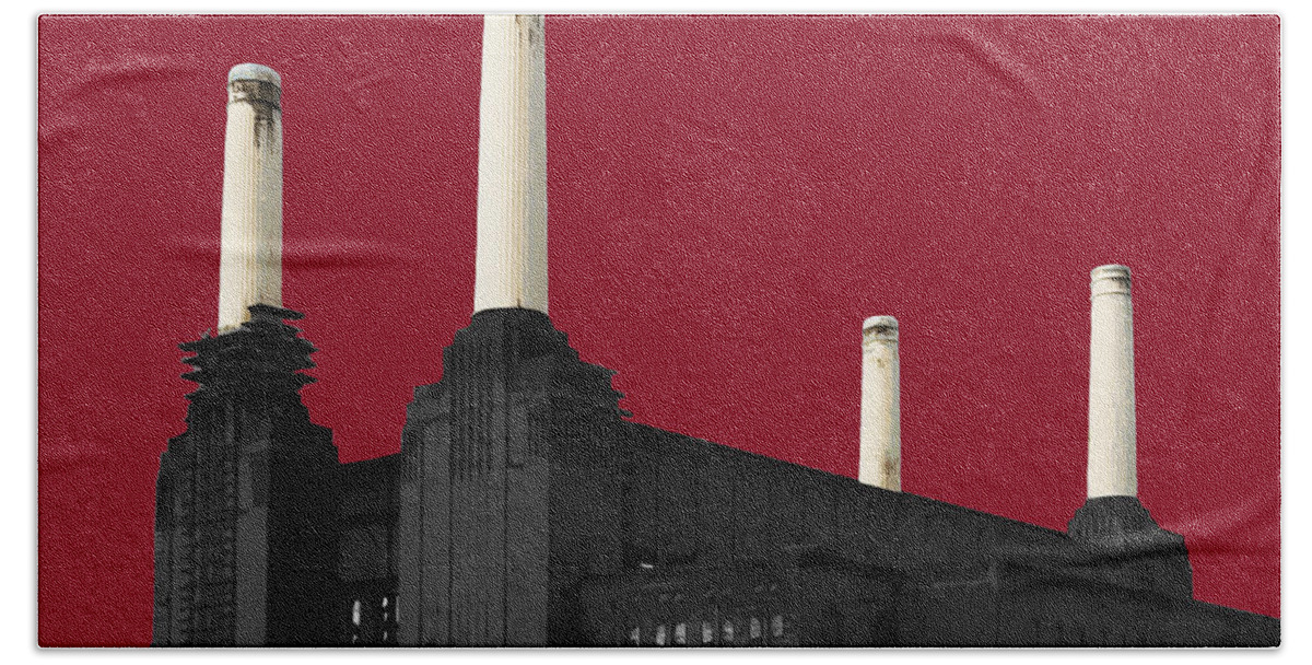 Battersea Beach Towel featuring the mixed media Power - Blazing RED #2 by BFA Prints