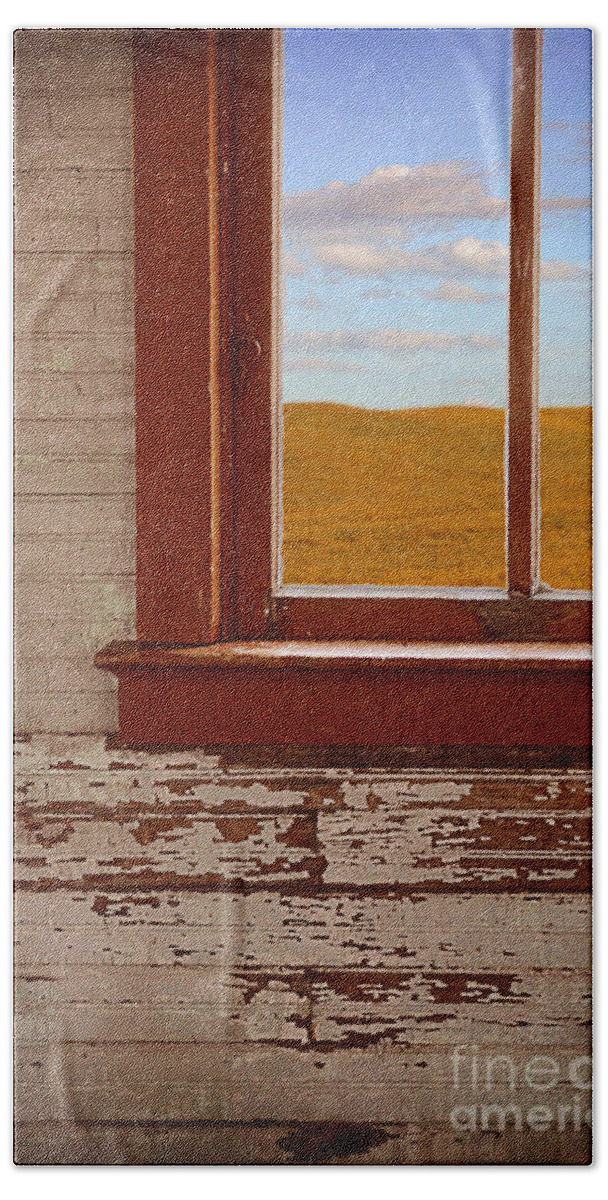 Window Beach Towel featuring the photograph Prairie View Out Window by Jill Battaglia