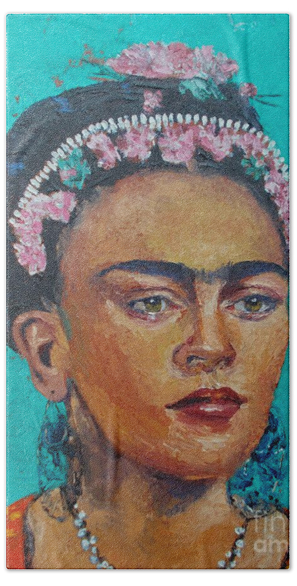 Woman Beach Sheet featuring the painting Princess Frida by Lilibeth Andre