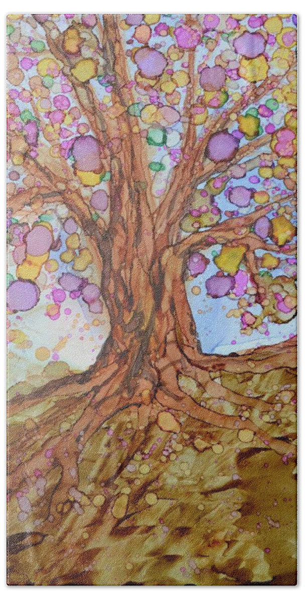 Tree Beach Towel featuring the painting Prosperity Tree by Kellie Chasse