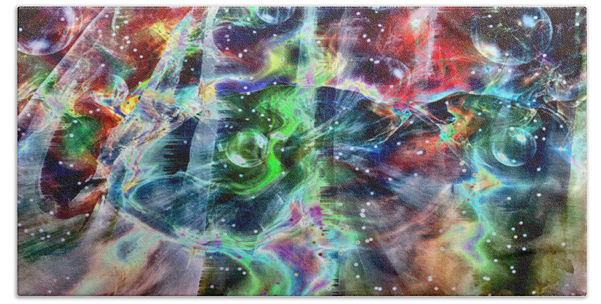 Psychedelic Galaxy Beach Towel featuring the digital art Psychedelic Galaxy by Linda Sannuti
