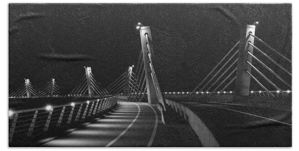 Bridge Beach Sheet featuring the photograph Ptuj bridge BW by Ivan Slosar