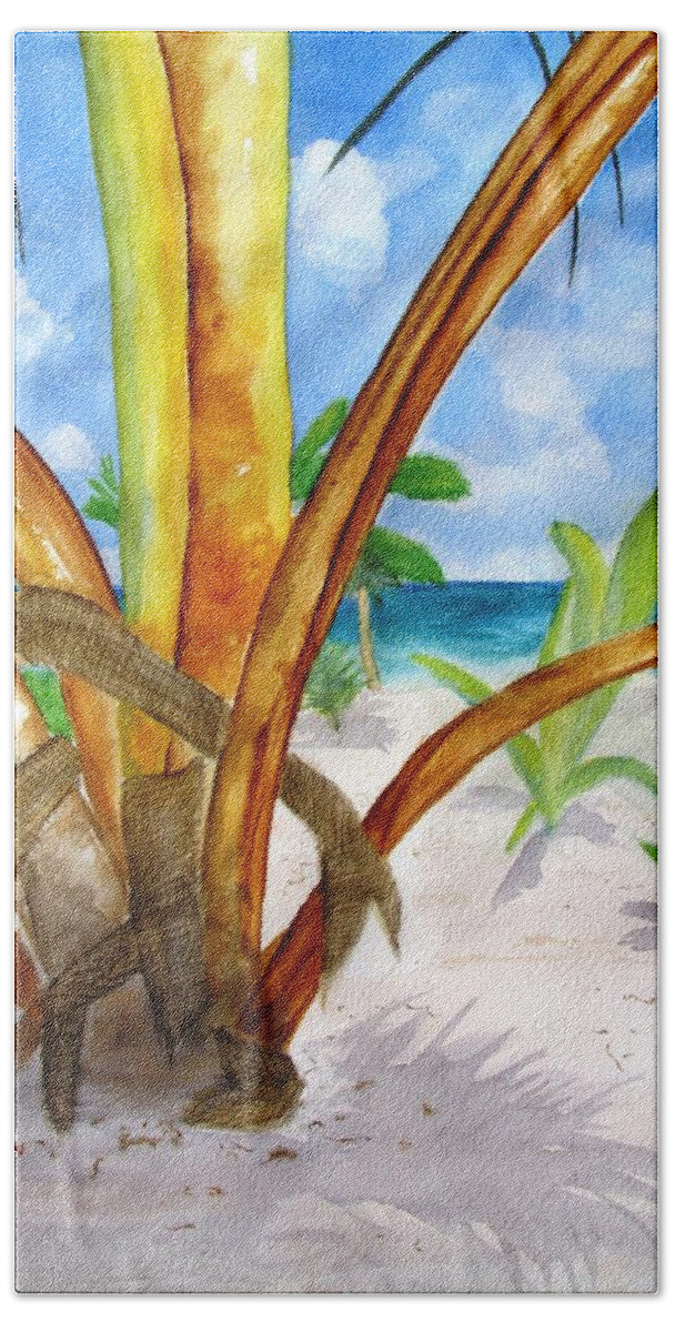 Beach Beach Towel featuring the painting Punta Cana Beach Palm by Carlin Blahnik CarlinArtWatercolor