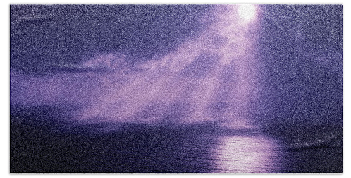Blue Beach Towel featuring the photograph Purple Cloudburst by Larry Dale Gordon - Printscapes