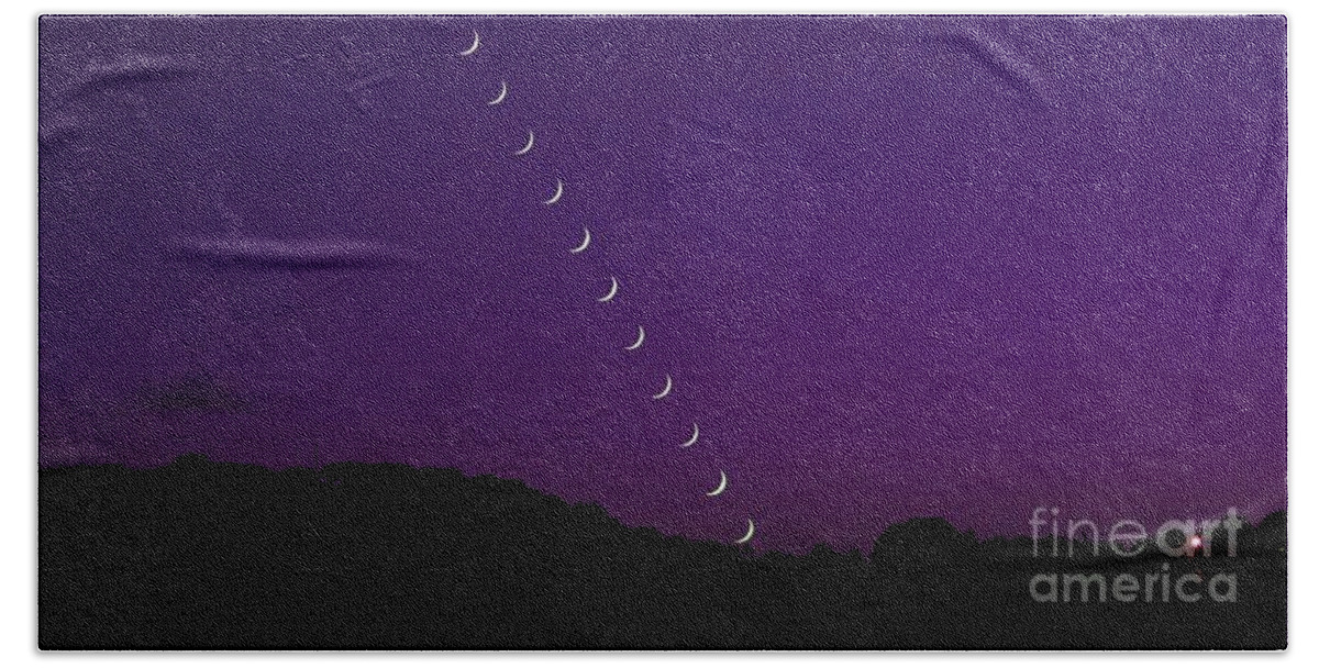 Purple Moon Set. Medina Lake Beach Towel featuring the photograph Purple Moon Setting in West by Michael Tidwell