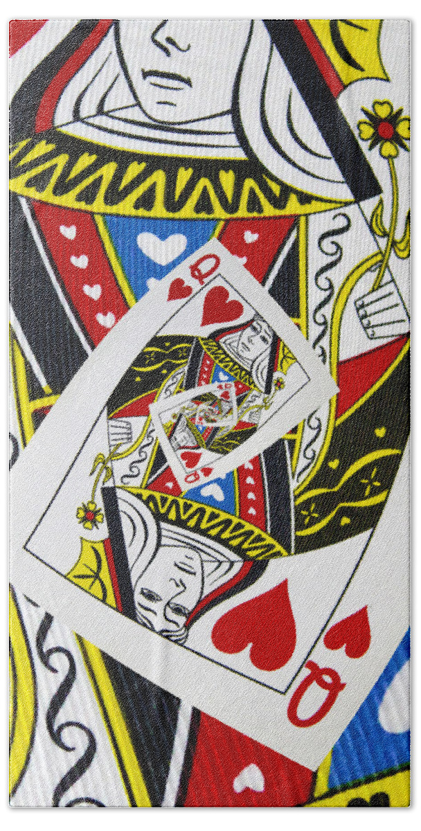 Card Beach Towel featuring the photograph Queen Of Hearts Collage by Kurt Van Wagner