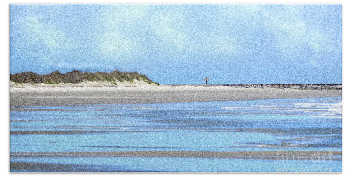 Beaches Beach Towel featuring the photograph Quiet Along The Jetty by Kathy Baccari