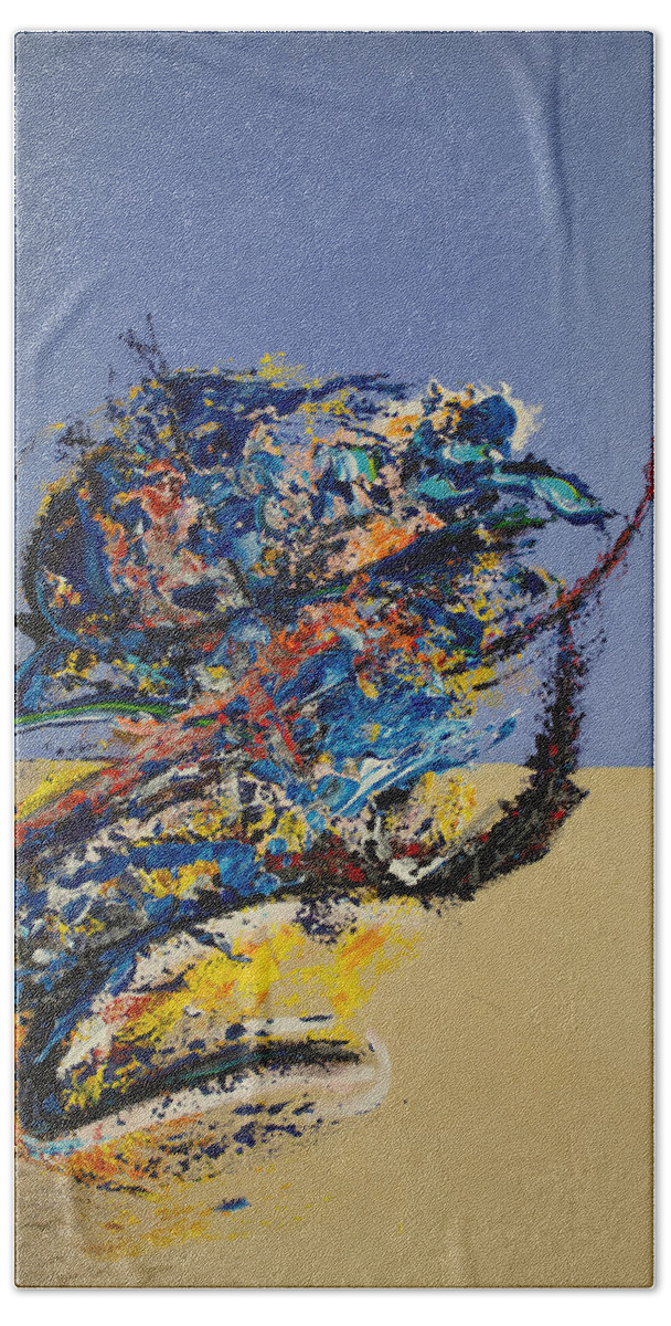 Derek Kaplan Art Beach Towel featuring the painting Quiet Desperation by Derek Kaplan