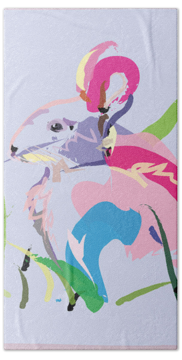 Pet Beach Sheet featuring the painting Rabbit - Bunny In Color by Go Van Kampen