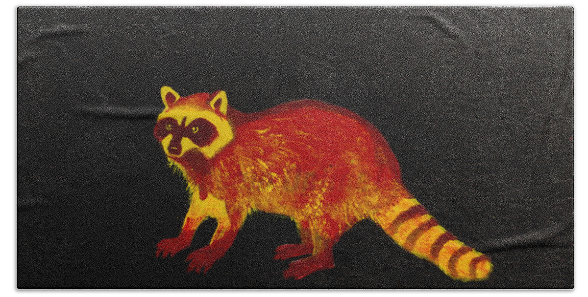  Beach Sheet featuring the painting Raccoon by Stefanie Forck