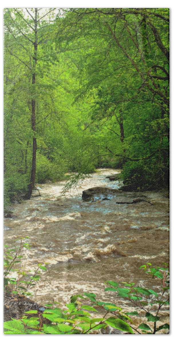 Featured Art Beach Sheet featuring the photograph Raging Waters - West Virginia Backroad by Paulette B Wright