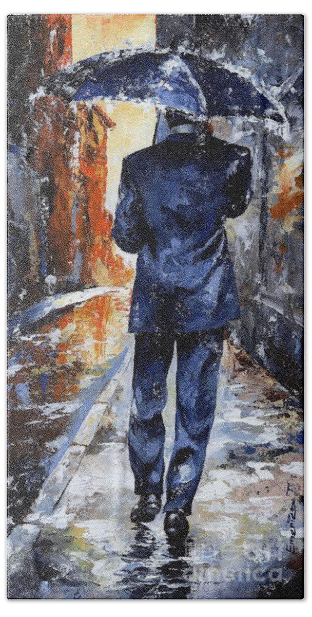 Rain Beach Towel featuring the painting Rain day #20 by Emerico Imre Toth