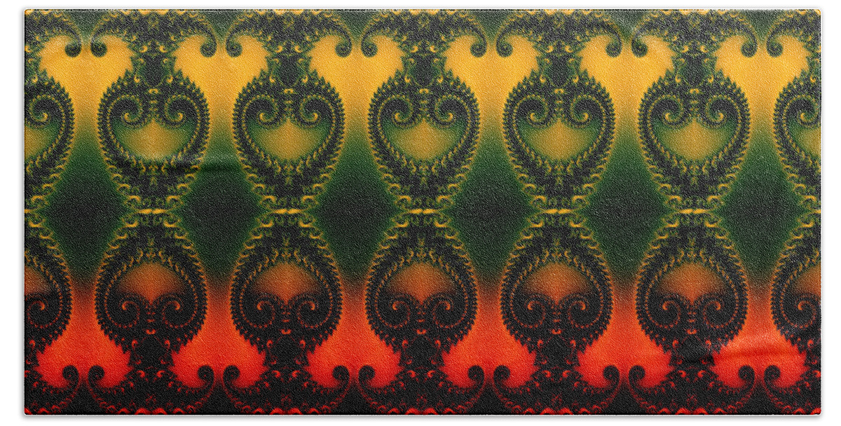 Clay Beach Towel featuring the digital art Rainbow Fractal Pattern by Clayton Bruster