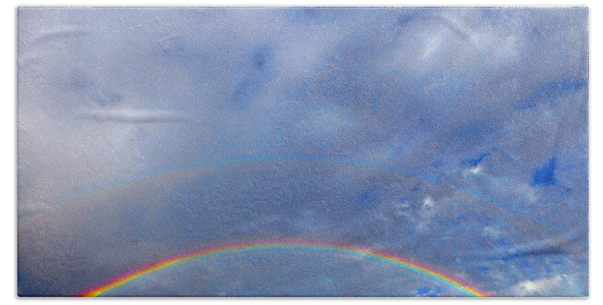 Clouds Beach Towel featuring the photograph Rainbow Morning by Claudia Goodell
