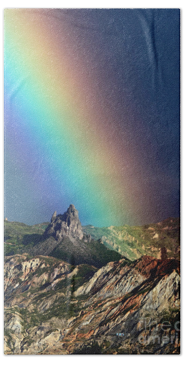 Rainbow Beach Towel featuring the photograph Rainbow Over La Muela del Diablo by James Brunker