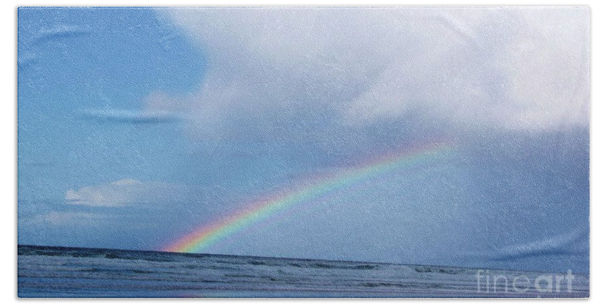 Ocean Beach Towel featuring the photograph Rainbow Over the Ocean by Michele Penner