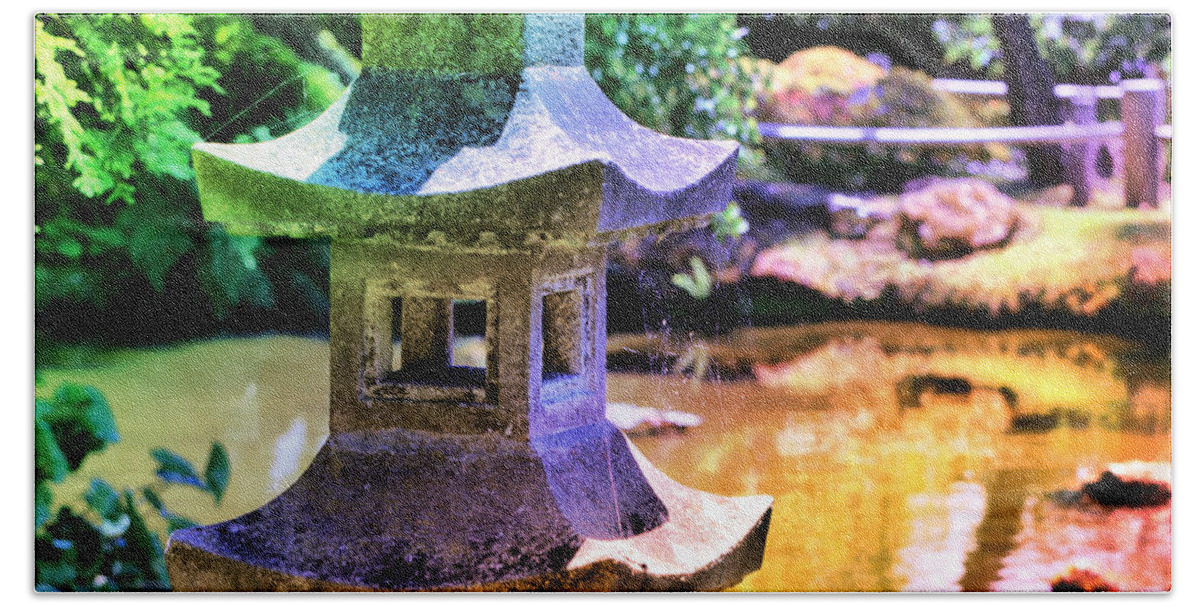 Japanese Garden Beach Towel featuring the photograph Rainbow Pagoda by Spencer Hughes
