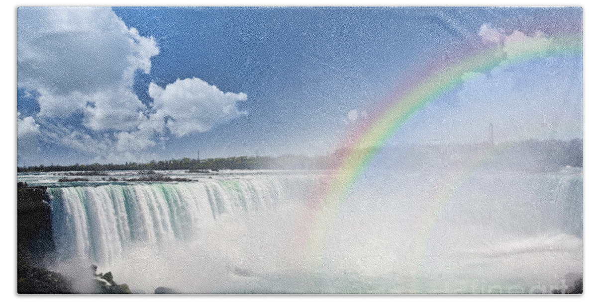 Niagara Beach Sheet featuring the photograph Rainbows at Niagara Falls by Elena Elisseeva