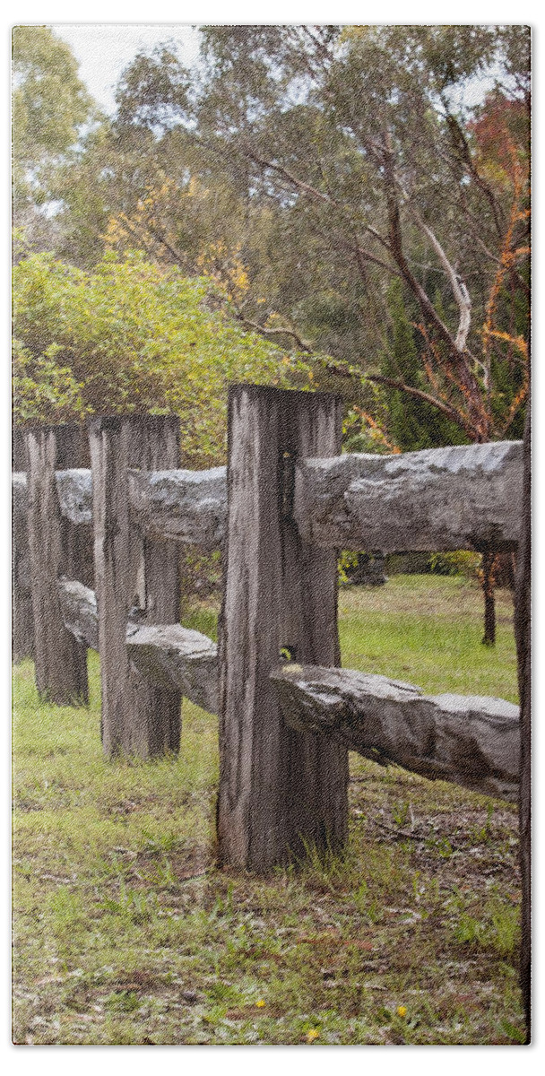 Rustic Beach Towel featuring the photograph Raindrops on Rustic Wood Fence by Michelle Wrighton
